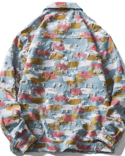 Watercolor Graffiti Hole Ripped Denim Jacket Men Fashion Hip Hop Style Cowboy Jacket Coats Autumn Baggy Cool Streetwear-1