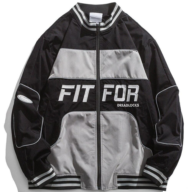 Jacket Men Reflective Strip Patchwork Letter Embroidery Zipper Coat Autumn High Street All-match Fashion Streetwear Men-0