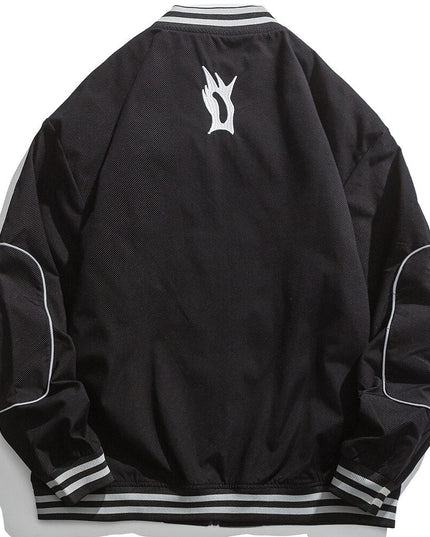 Jacket Men Reflective Strip Patchwork Letter Embroidery Zipper Coat Autumn High Street All-match Fashion Streetwear Men-1