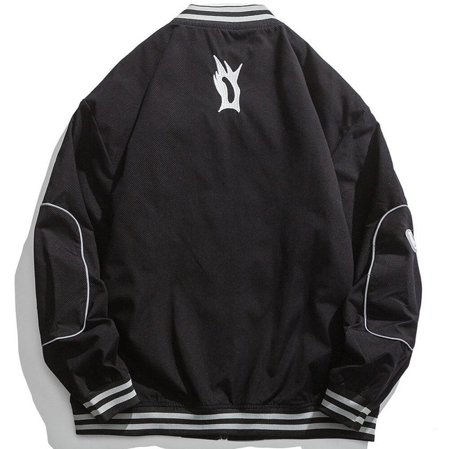 Jacket Men Reflective Strip Patchwork Letter Embroidery Zipper Coat Autumn High Street All-match Fashion Streetwear Men-1