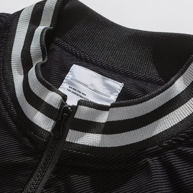 Jacket Men Reflective Strip Patchwork Letter Embroidery Zipper Coat Autumn High Street All-match Fashion Streetwear Men-2
