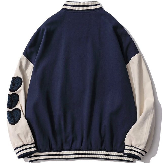 Jacket Men Color Block Patchwork Furry Patches College Style Baseball Coats Oversized Harajuku Fashion Youth Streetwear-3