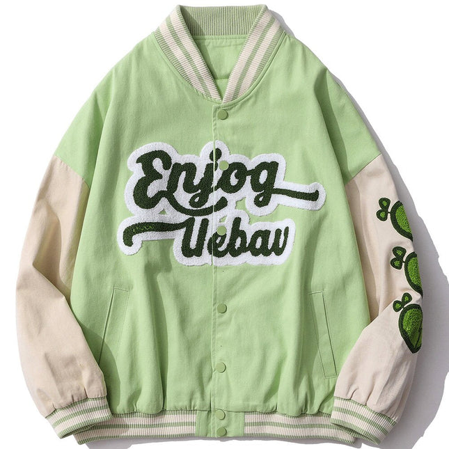 Jacket Men Color Block Patchwork Furry Patches College Style Baseball Coats Oversized Harajuku Fashion Youth Streetwear-1