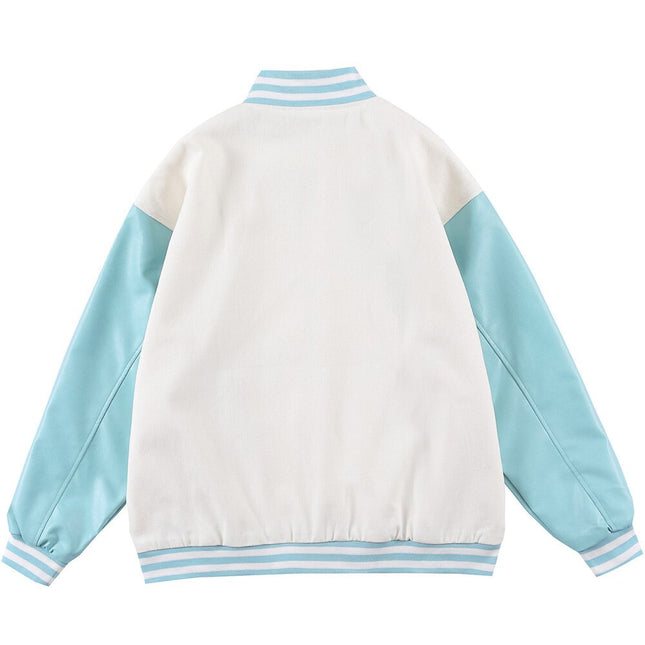 Jacket Men Comics Girl Print Patchwork Color Baseball Jackets College Style Baggy Casual Outwear Cozy Couple Streetwear-1