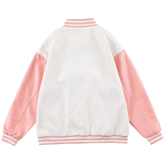 Jacket Men Comics Girl Print Patchwork Color Baseball Jackets College Style Baggy Casual Outwear Cozy Couple Streetwear-3