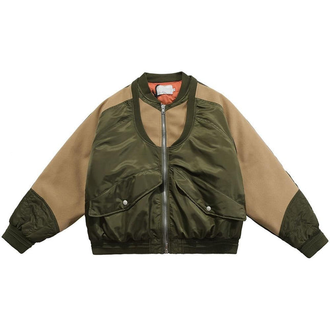 Patchwork Color Winter Jacket Men Button Pockets Zipper Warm Cozy Thick Coat Retro Fashion Bomber Jacket Men Streetwear-0
