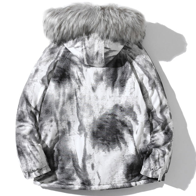 Parkas Winter Jacket Men Distressed Tie Dye Inkjet Printed Padded Coats Jackets Casual Warm Harajuku Fashion Streetwear-1