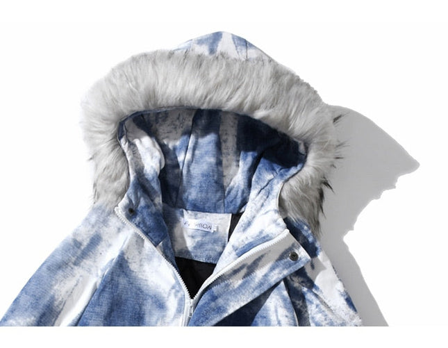 Parkas Winter Jacket Men Distressed Tie Dye Inkjet Printed Padded Coats Jackets Casual Warm Harajuku Fashion Streetwear-4