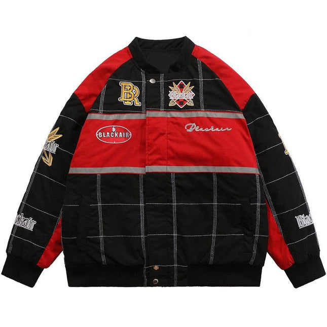 Thicken Baseball Jacket Men Plaid Embroidery Button Bomber Coat Winter Fashion High Street Oversized Jackets Streetwear-0