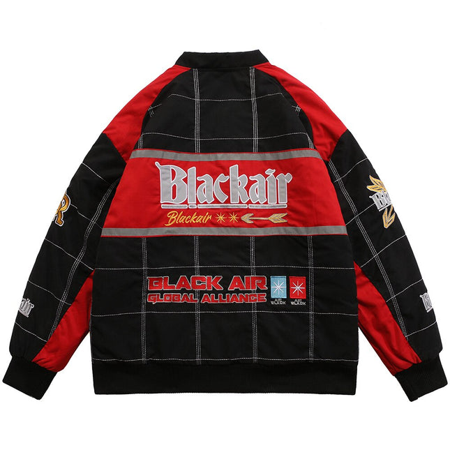 Thicken Baseball Jacket Men Plaid Embroidery Button Bomber Coat Winter Fashion High Street Oversized Jackets Streetwear-1
