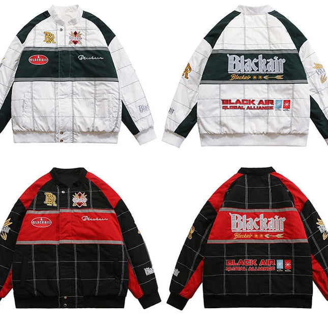 Thicken Baseball Jacket Men Plaid Embroidery Button Bomber Coat Winter Fashion High Street Oversized Jackets Streetwear-3