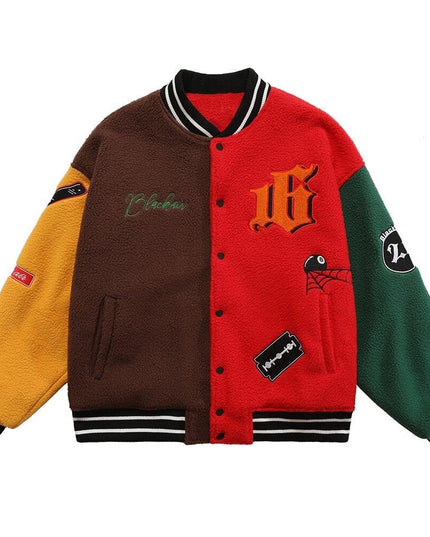 Men's winter jacket Color Block Patchwork Embroidery Thick Warm Baseball Jacket Couple High Street Coat Male Streetwear-0