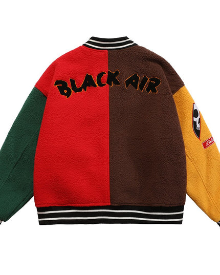 Men's winter jacket Color Block Patchwork Embroidery Thick Warm Baseball Jacket Couple High Street Coat Male Streetwear-1