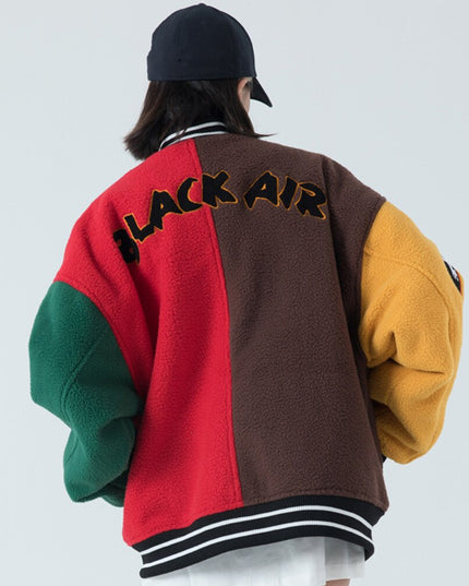 Men's winter jacket Color Block Patchwork Embroidery Thick Warm Baseball Jacket Couple High Street Coat Male Streetwear-3