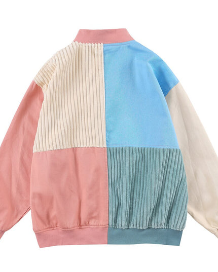 Jacket Men Colorful Patchwork Coat High Street College Style Outwear Youthful Vitality Hipster Casual Couple Streetwear-1