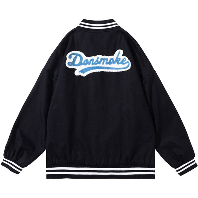 Track Jacket Men Cute Bear Furry Harajuku Letter Patch  Varsity Jacket College Style High Street Couple Coat Streetwear-2