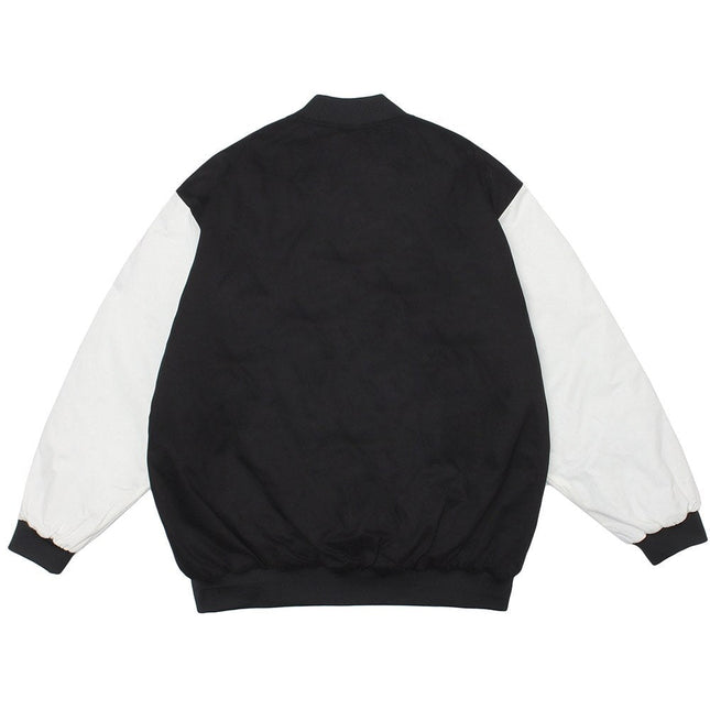 Winter Jacket Men Letter Animal Patch Embroidery Patchwork Thicken Coats Couple Baggy High Street College Style Outwear-3