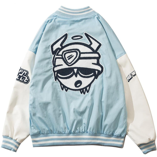 Varsity Jacket Men Furry Embroidery Patchwork Coats Couple Oversize Cozy Punk High Street Fashion Outwear Unisex Autumn-0