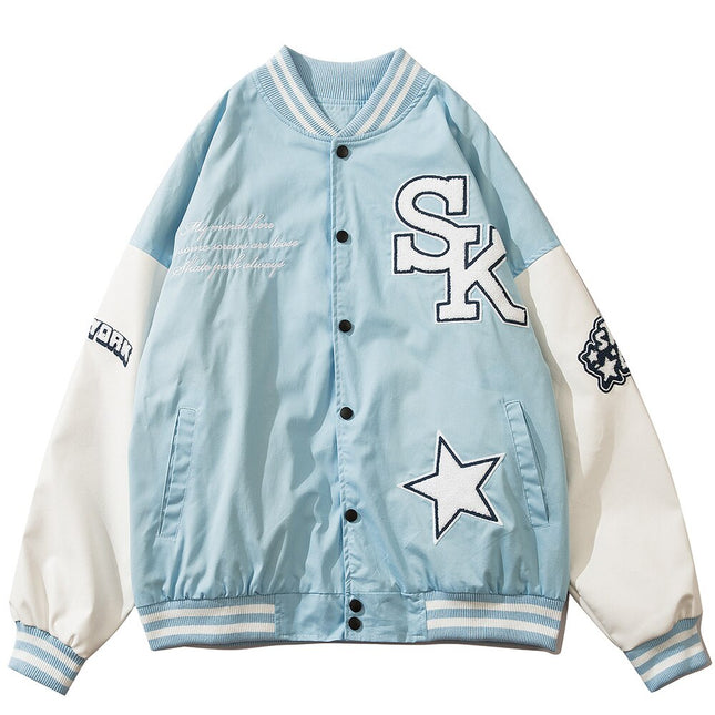 Varsity Jacket Men Furry Embroidery Patchwork Coats Couple Oversize Cozy Punk High Street Fashion Outwear Unisex Autumn-1