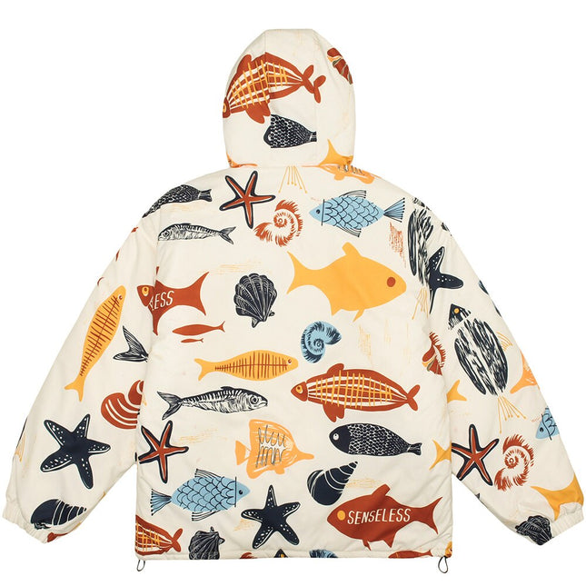 Winter Jacket Men Colorful Cartoon Fish Print Hooded Coat Zipper Casual High Street Harajuku Windbreaker Couple Outwear-1