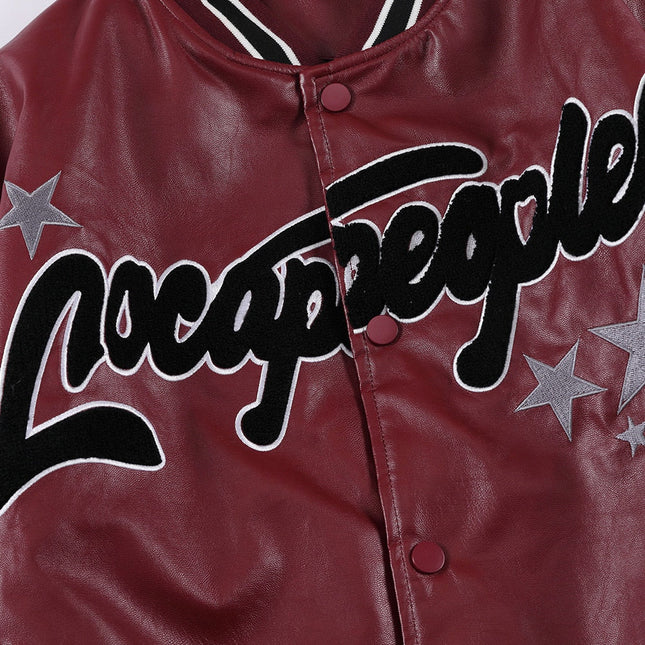 Jacket Men Furry Letter Star Leather Oversized Bomber Coats Couple All-match College Style High Street Baseball Outwear-4