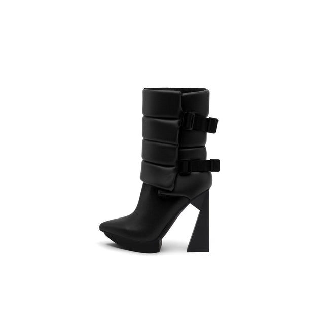 Puffy Leather Platform Boots-0