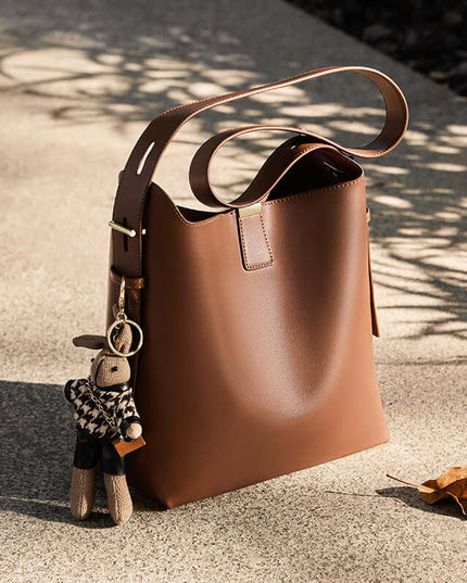 Rabbit Charm Leather Work Tote Bag-1