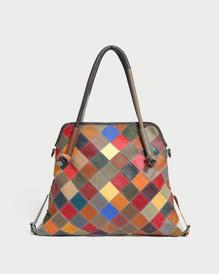 Rainbow Floral Leather Tote Bag-2