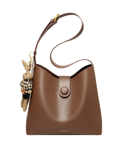 Retro Brown Leather Medium Shoulder Bag-0