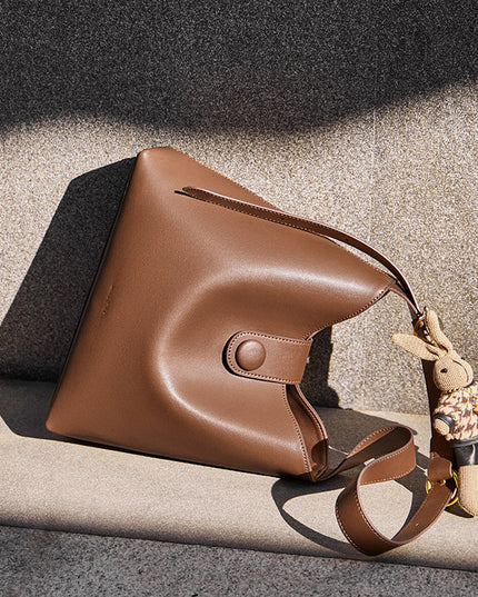 Retro Brown Leather Medium Shoulder Bag-4