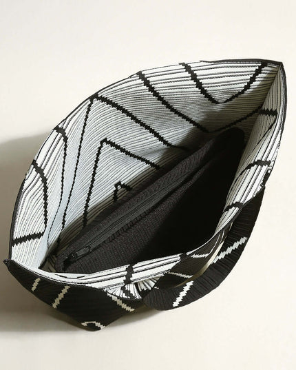 Retro Chevron Black Canvas Tote Bag-2