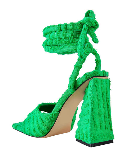 Retro Tie Up Block Heel Sandals-4