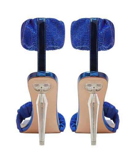 Ruched Open Toe Ankle Strap Icicle Stiletto Sandals-3