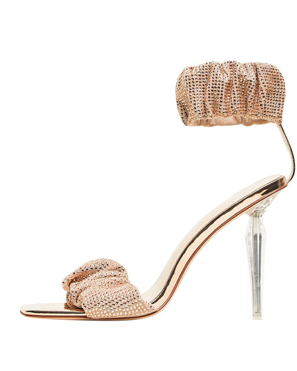 Ruched Open Toe Ankle Strap Icicle Stiletto Sandals-5