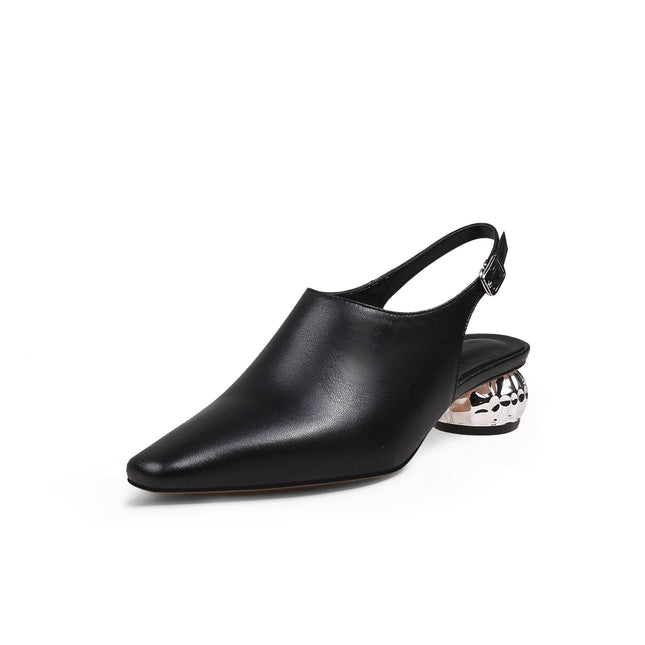 Sculptural Ball Heel Slingback Sandals-1