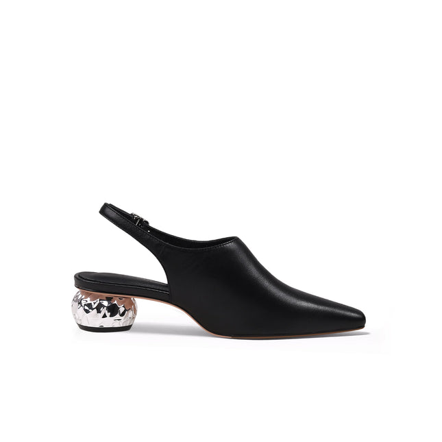 Sculptural Ball Heel Slingback Sandals-2
