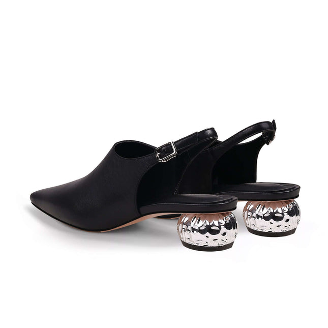 Sculptural Ball Heel Slingback Sandals-4