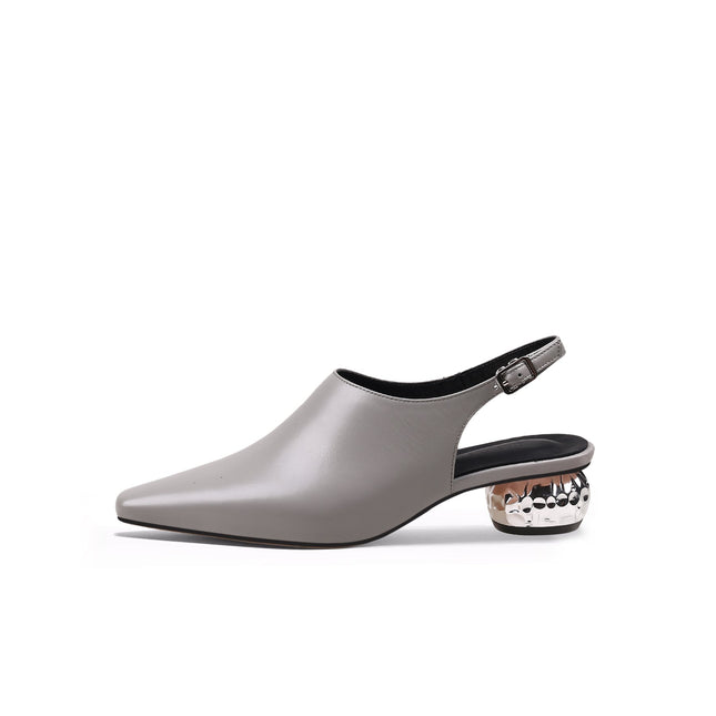 Sculptural Ball Heel Slingback Sandals-5