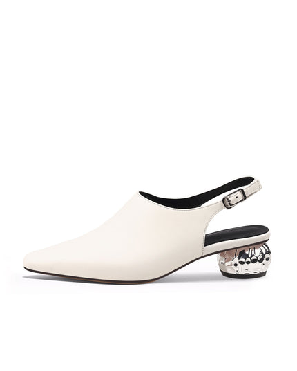 Sculptural Ball Heel Slingback Sandals-6