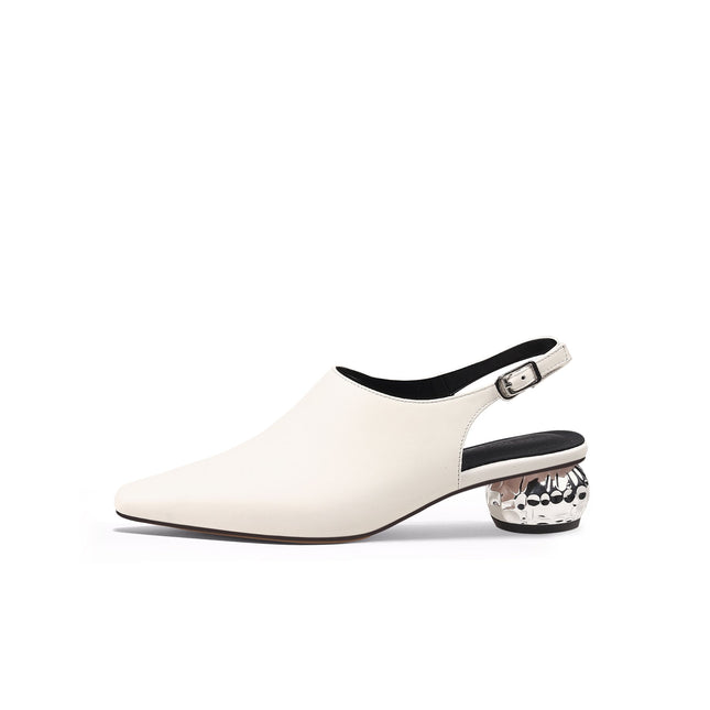 Sculptural Ball Heel Slingback Sandals-6