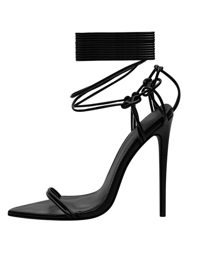 Sexy Skinny Strap Black Stiletto Sandals-1