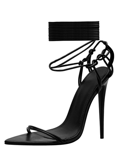 Sexy Skinny Strap Black Stiletto Sandals-2