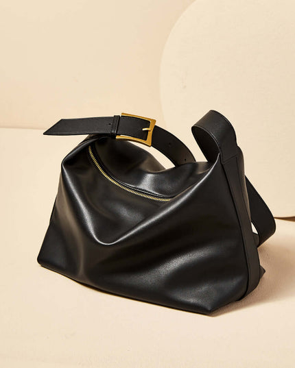Sleek Retro Leather Tote Bag-1