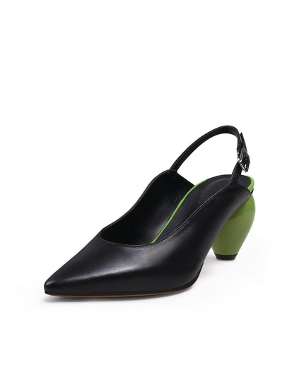 Slingback Low-Heel Pointed Sandals-1