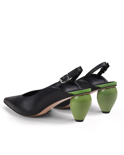 Slingback Low-Heel Pointed Sandals-4