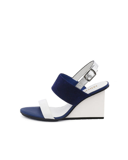 Solid Multi-Strap Slingback Wedge Sandals-5