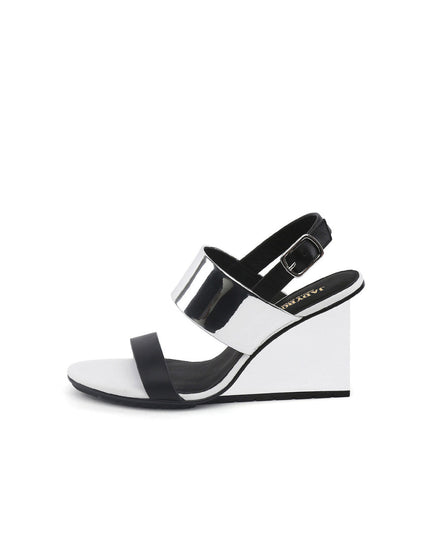 Solid Multi-Strap Slingback Wedge Sandals-6