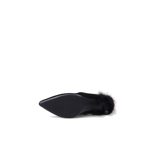 Stiletto Ankle Boots with Faux Fur Heel Accent-4