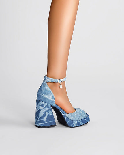 Summer Denim Open Toe Ankle Strap Sandals-2