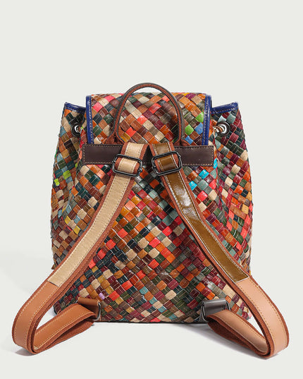 Sunset Everyday Woven Leather Backpack-4